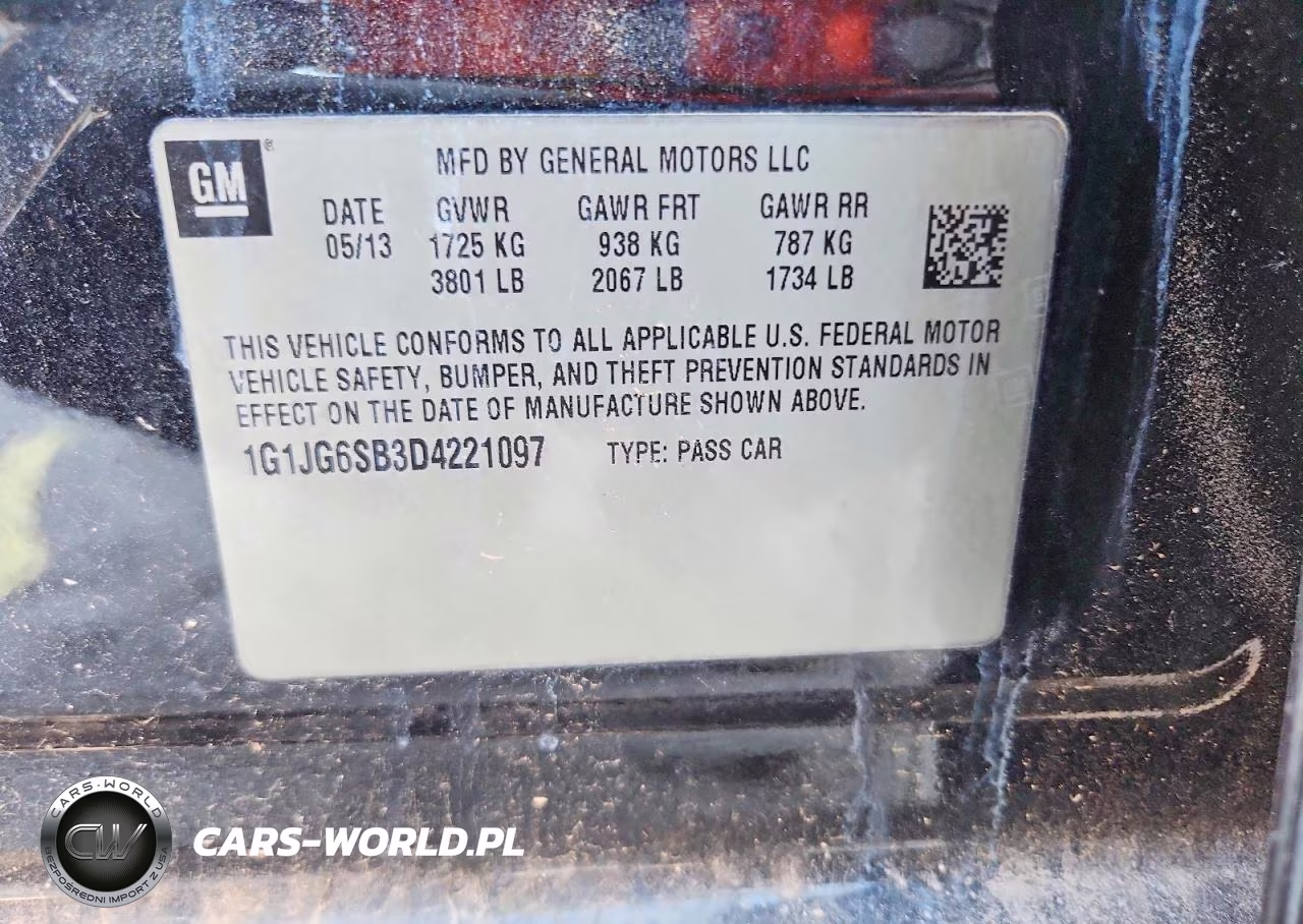 2013 Chevrolet Sonic Rs VIN:1G1JG6SB3D4221097 - 12