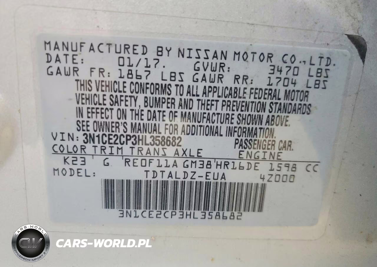 2017 Nissan Versa Note Sv VIN:3N1CE2CP3HL358682 - 12