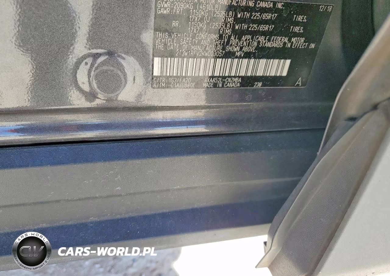 2019 Toyota Rav4 Xle VIN:2T3W1RFV2KW003057 - 13