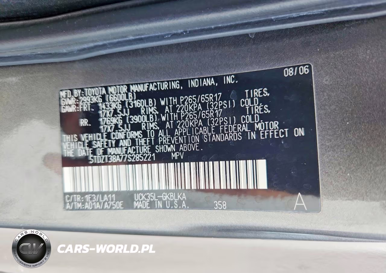 2007 Toyota Sequoia Limited VIN:5TDZT38A77S285221 - 13