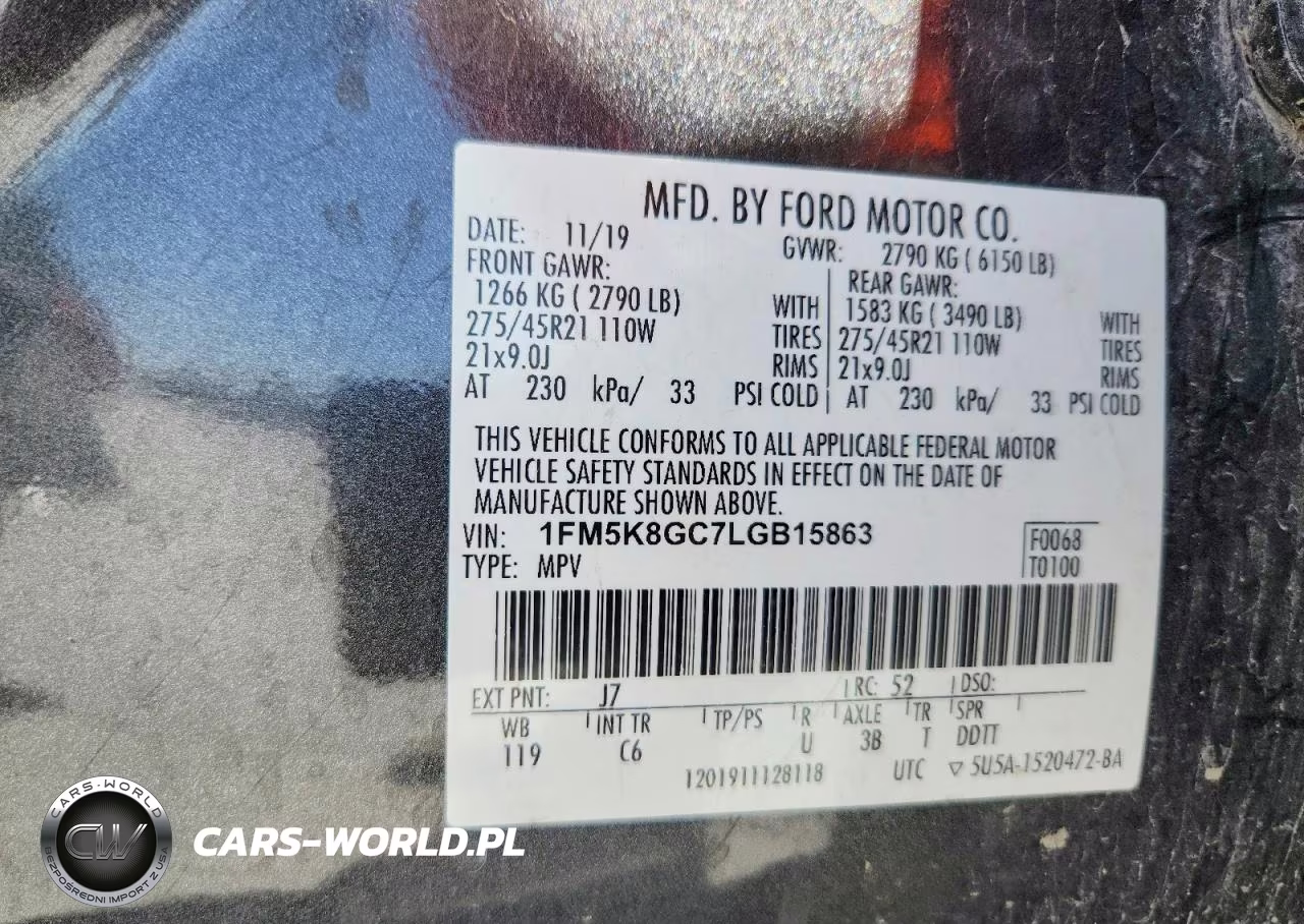 2020 Ford Explorer St VIN:1FM5K8GC7LGB15863 - 14