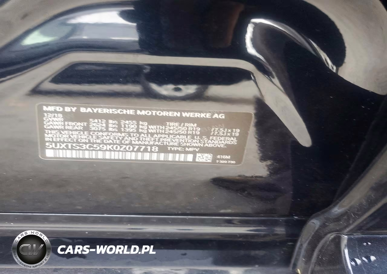 2019 BMW X3 xDrivem40I VIN:5UXTS3C59K0Z07718 - 13