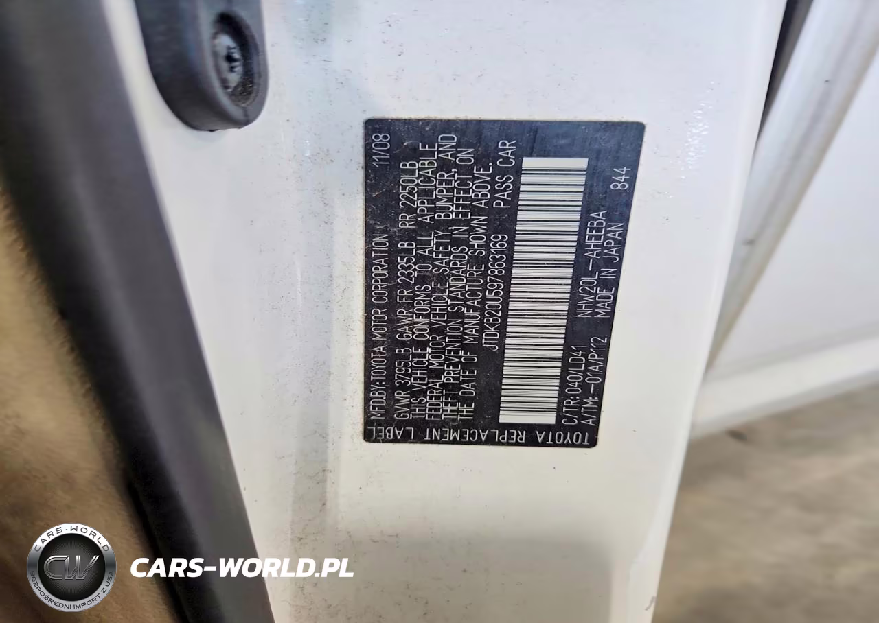 2009 Toyota Prius Base VIN:JTDKB20U597863169 - 12
