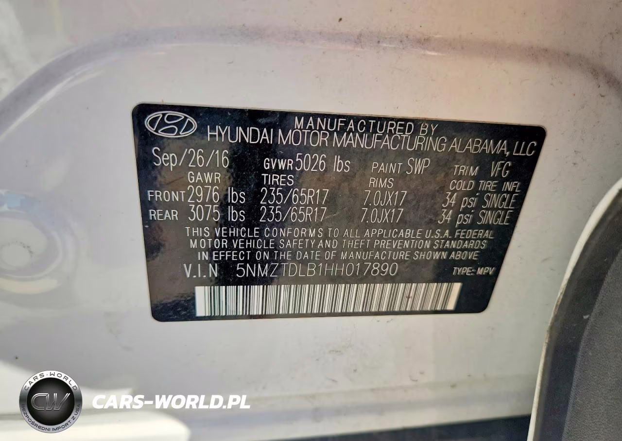 2017 Hyundai Santa Fe Sport 2.4L VIN:5NMZTDLB1HH017890 - 13
