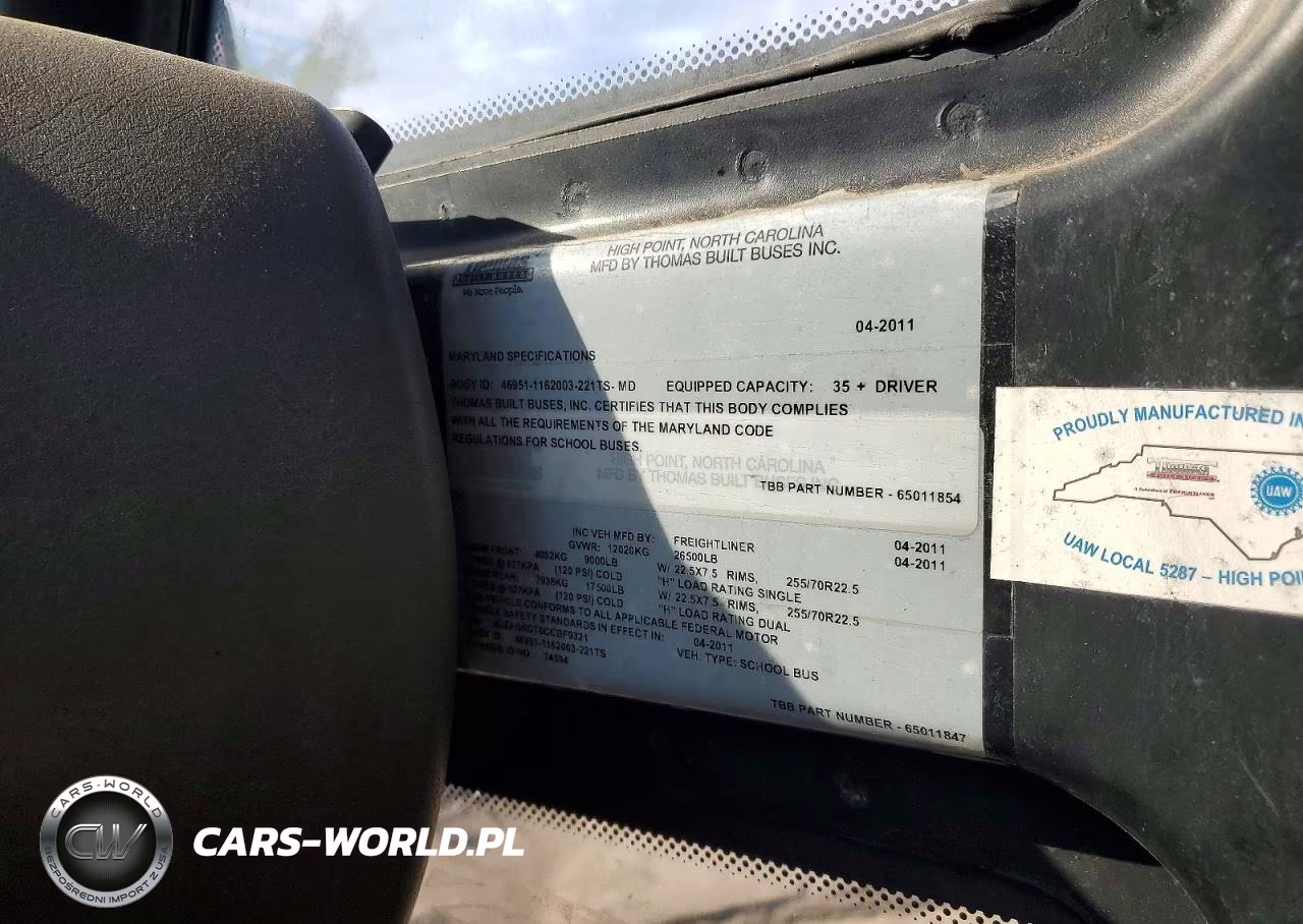 2012 Freightliner Chassis B2B VIN:4UZABRDT6CCBF9321 - 12