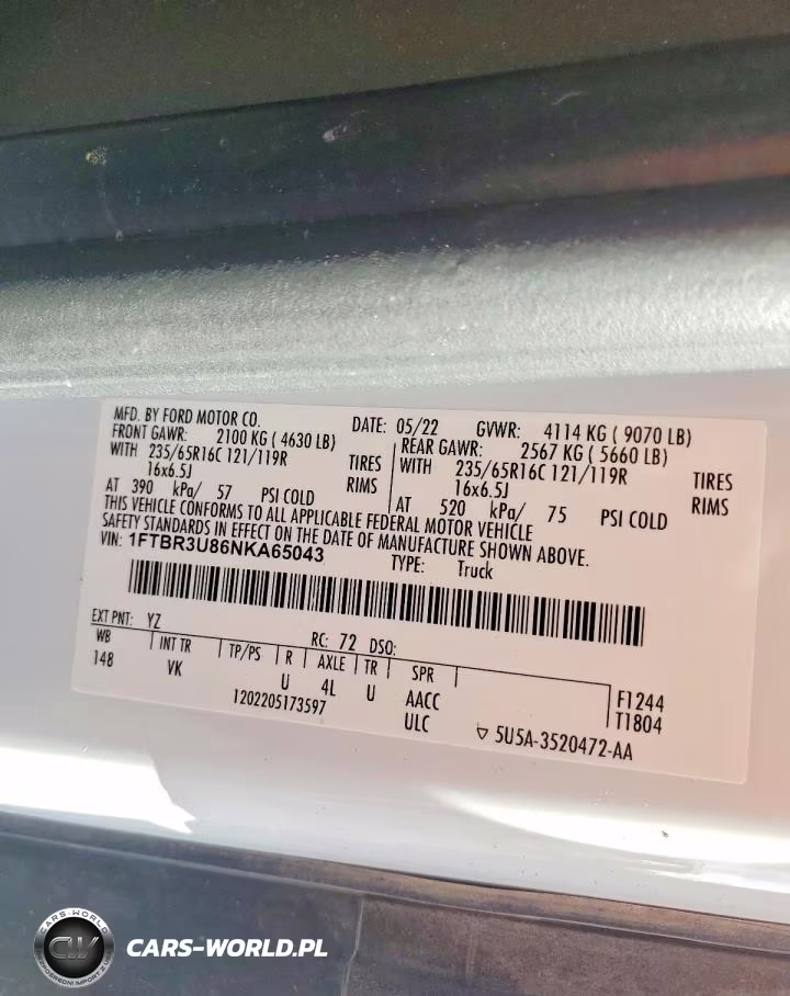 2022 Ford Transit T-250 Delivery Van VIN:1FTBR3U86NKA65043 - 13