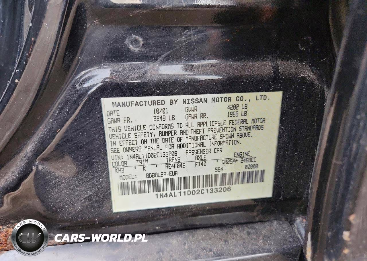 2002 Nissan Altima 2.5 VIN:1N4AL11D02C133206 - 12