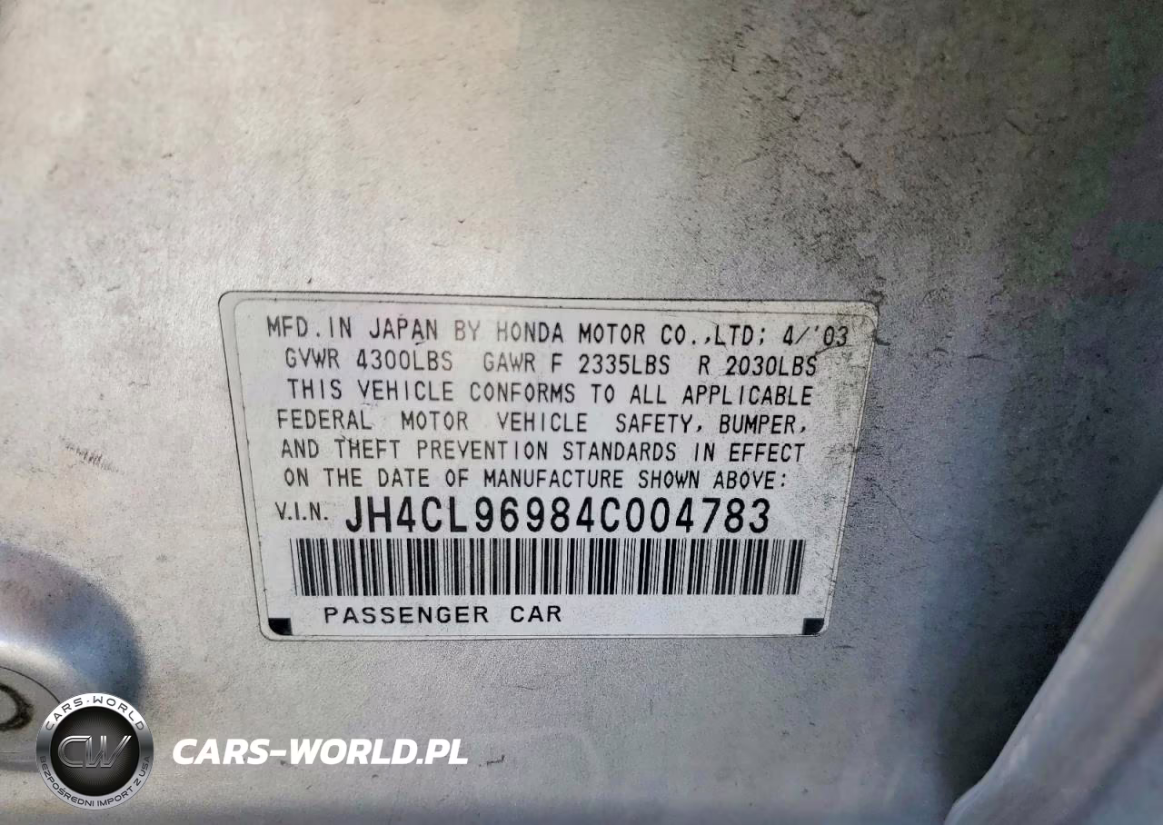 2004 Acura Tsx VIN:JH4CL96984C004783 - 12
