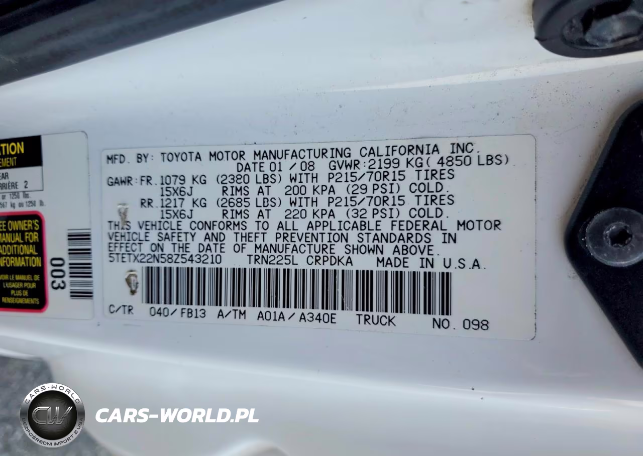 2008 Toyota Tacoma Base VIN:5TETX22N58Z543210 - 12