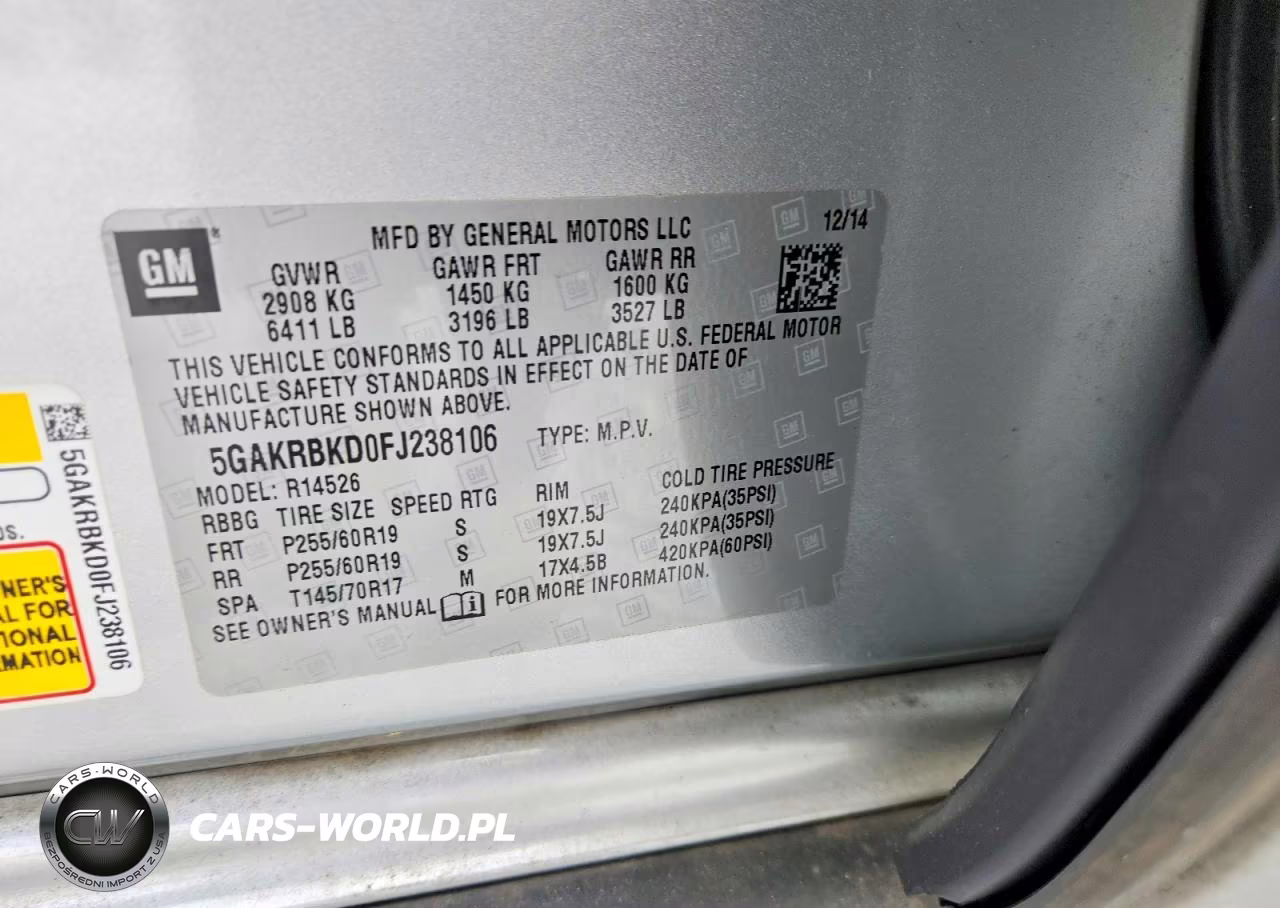 2015 Buick Enclave VIN:5GAKRBKD0FJ238106 - 13