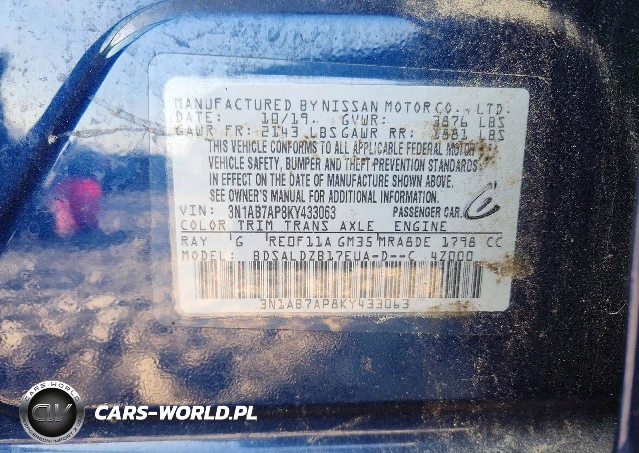 2019 Nissan Sentra Sv VIN:3N1AB7AP8KY433063 - 12