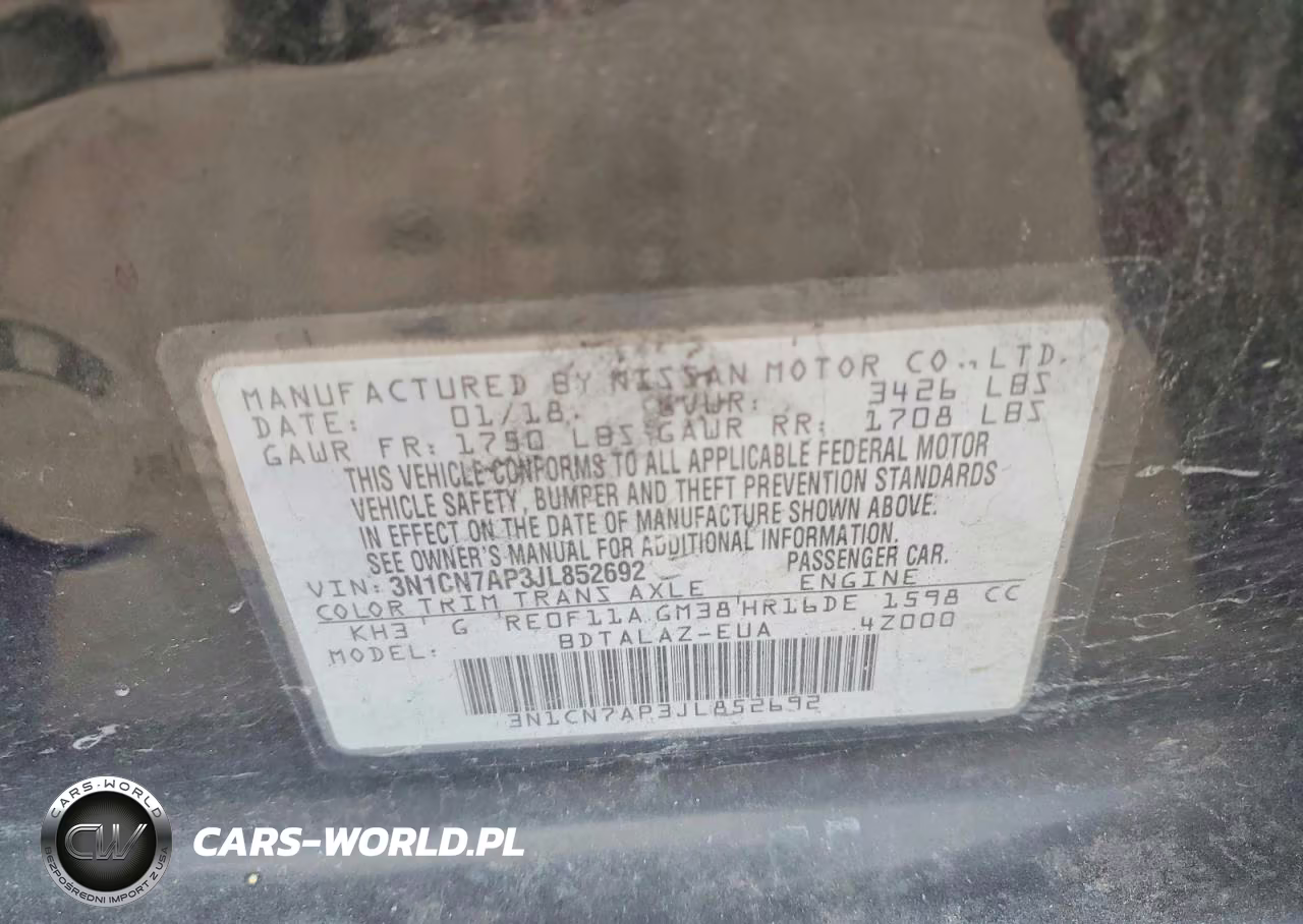 2018 Nissan Versa S Plus VIN:3N1CN7AP3JL852692 - 14