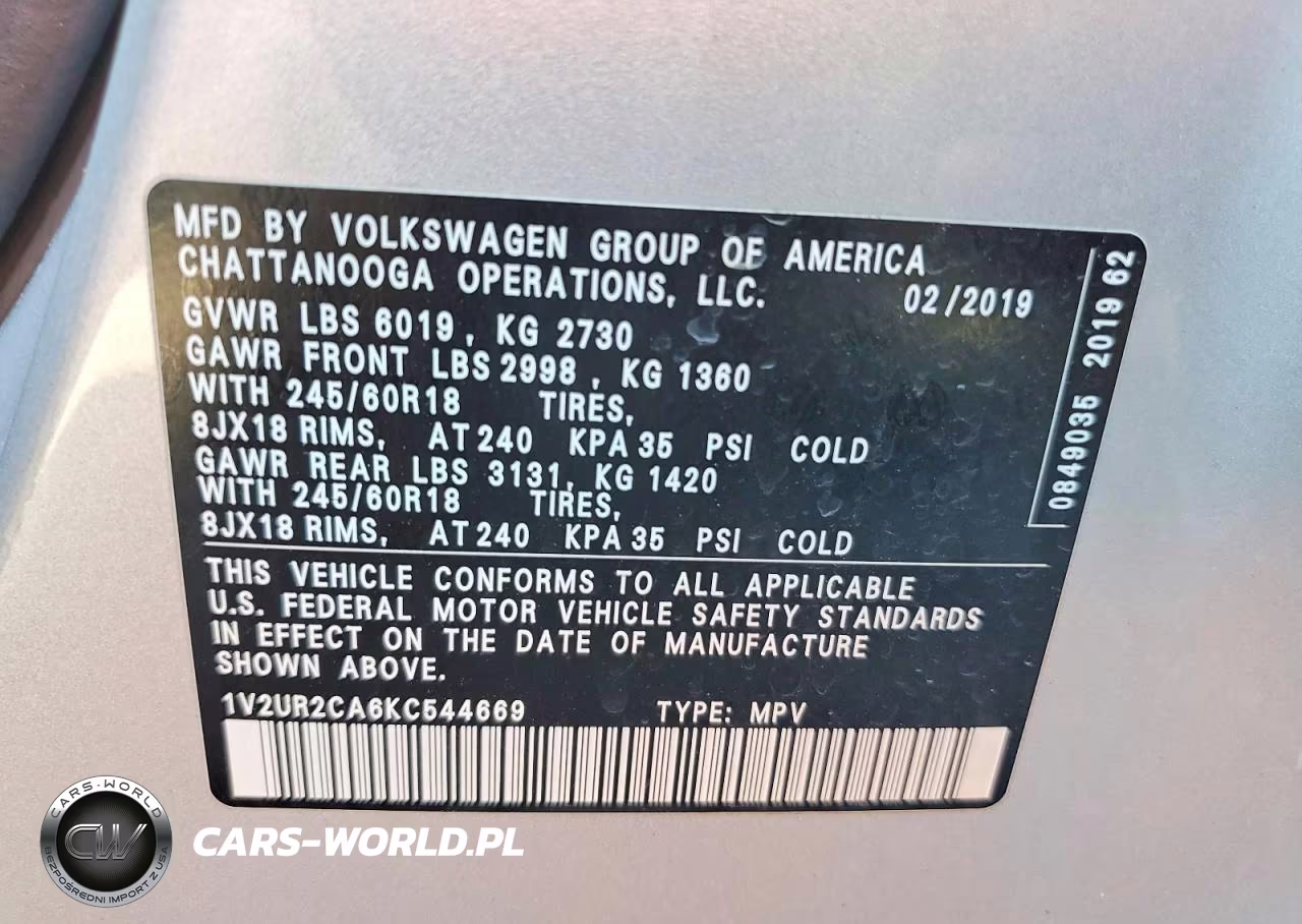 2019 Volkswagen Atlas Se VIN:1V2UR2CA6KC544669 - 13