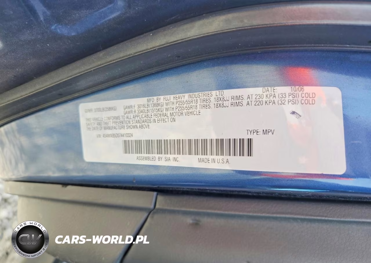 2007 Subaru B9 Tribeca 3.0 H6 VIN:4S4WX85D574410324 - 12