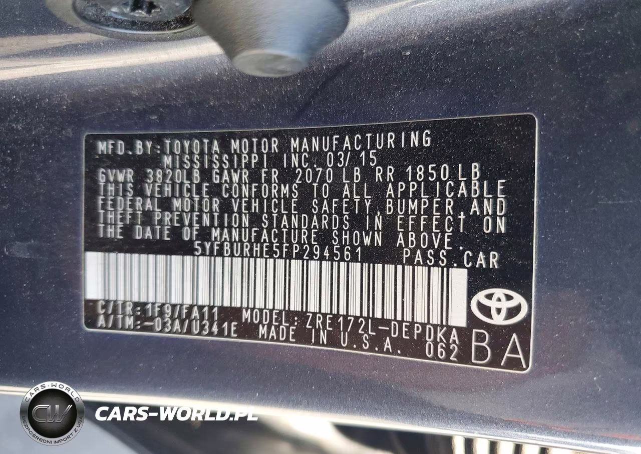 2015 Toyota Corolla L VIN:5YFBURHE5FP294561 - 12