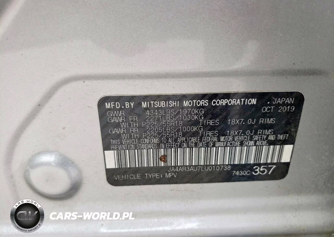 2020 Mitsubishi Outlander Sport Es VIN:JA4AR3AU7LU010738 - 12