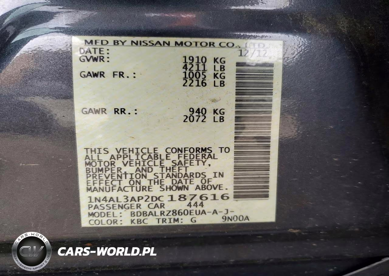 2013 Nissan Altima 2.5 VIN:1N4AL3AP2DC187616 - 13