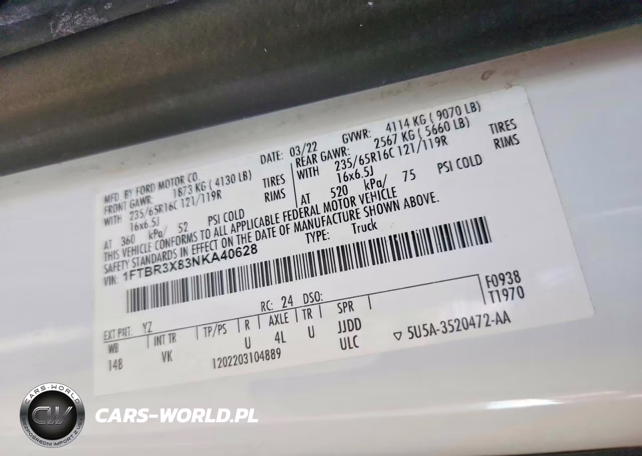 2022 Ford Transit T-250 VIN:1FTBR3X83NKA40628 - 13