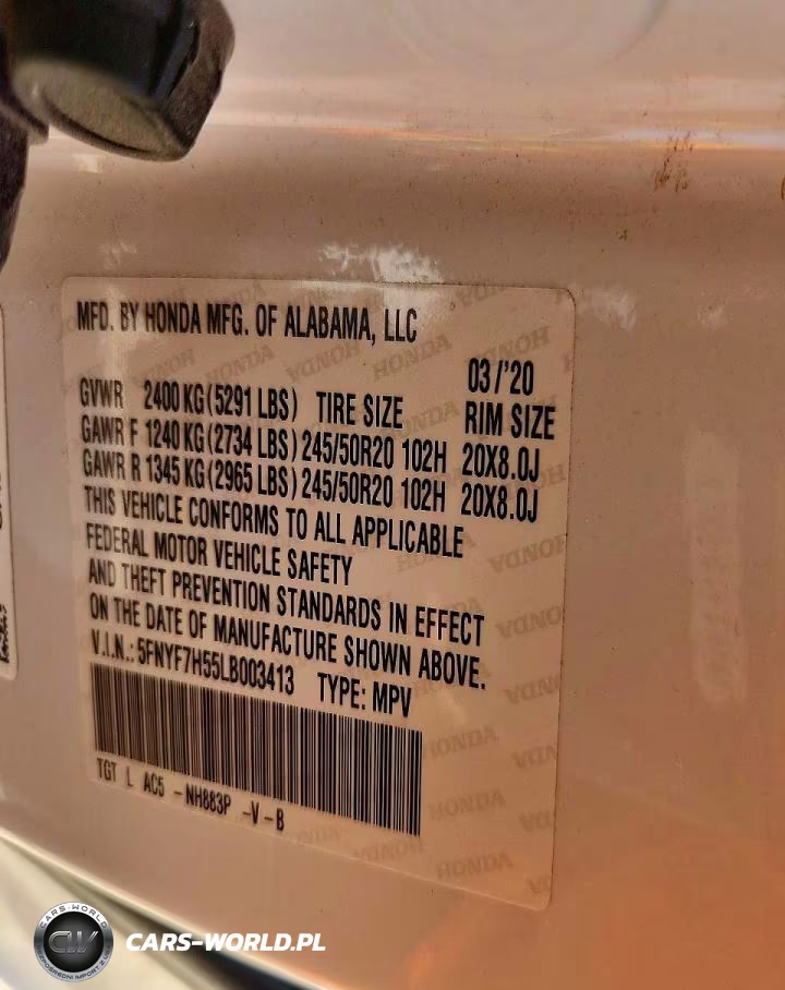 2020 Honda Passport Exl VIN:5FNYF7H55LB003413 - 13