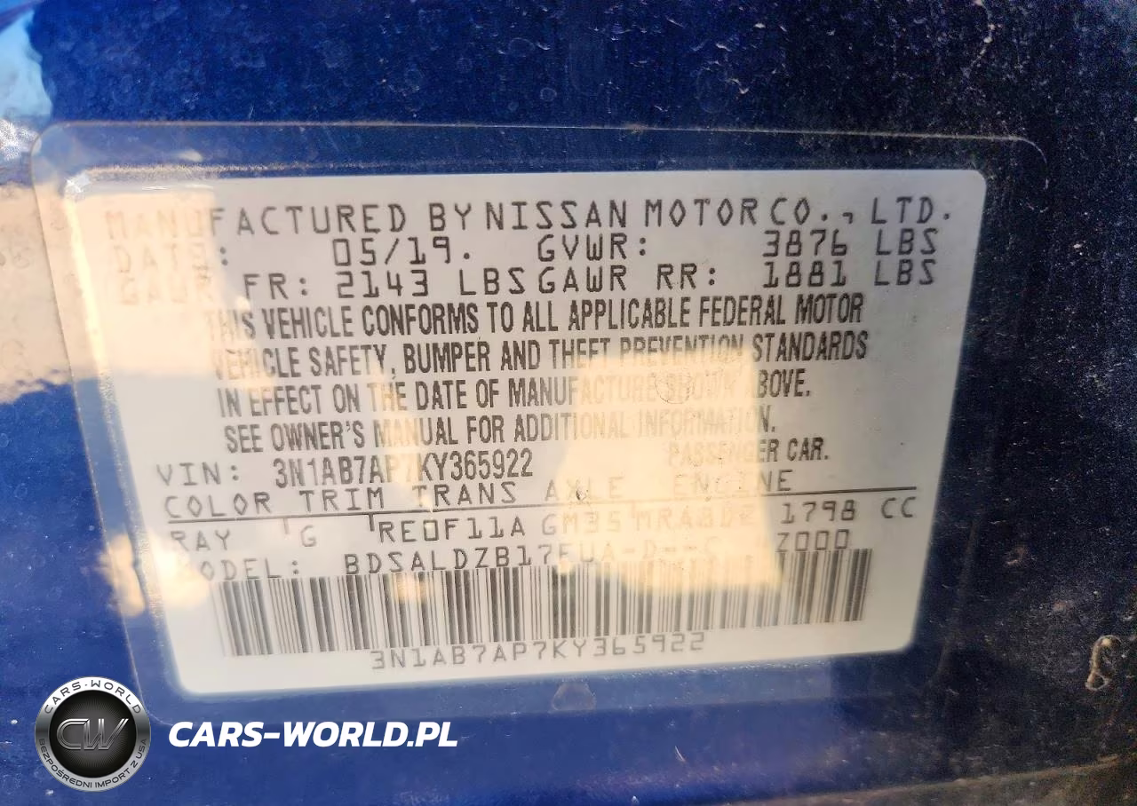 2019 Nissan Sentra Sv VIN:3N1AB7AP7KY365922 - 13