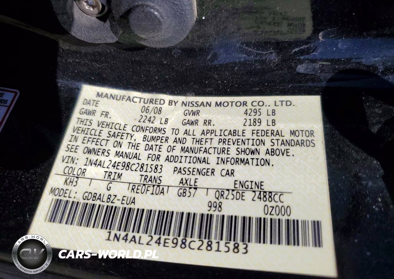 2008 Nissan Altima 2.5 S VIN:1N4AL24E98C281583 - 12