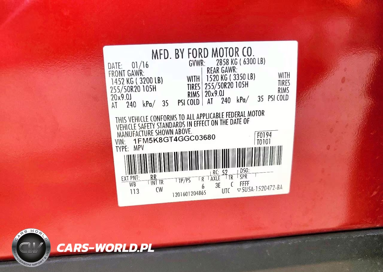 2016 Ford Exp Sport VIN:1FM5K8GT4GGC03680 - 14