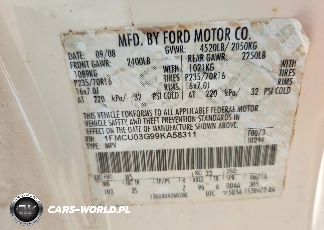 2009 Ford Escape Xlt VIN:1FMCU03G99KA58311 - 12