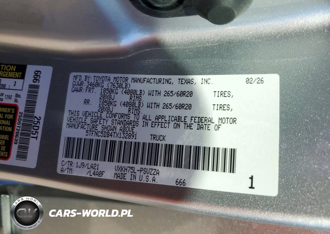 2026 Toyota Tundra Platinum VIN:5TFNC5DB4TX1328XX - 12
