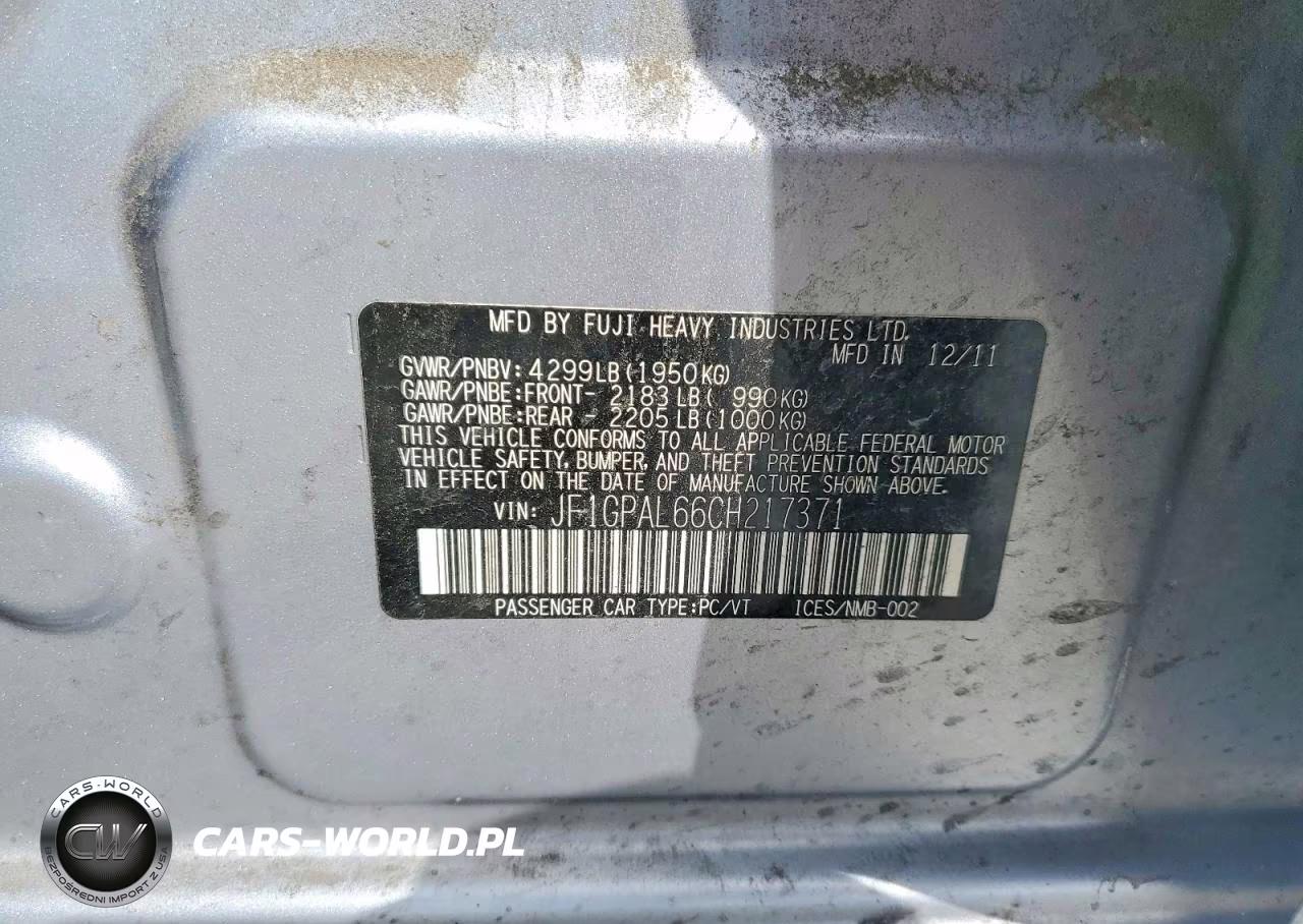 2012 Subaru Impreza Sport Premium VIN:JF1GPAL66CH217371 - 12