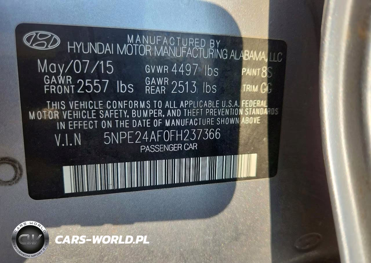 2015 Hyundai Sonata Se VIN:5NPE24AF0FH237366 - 12