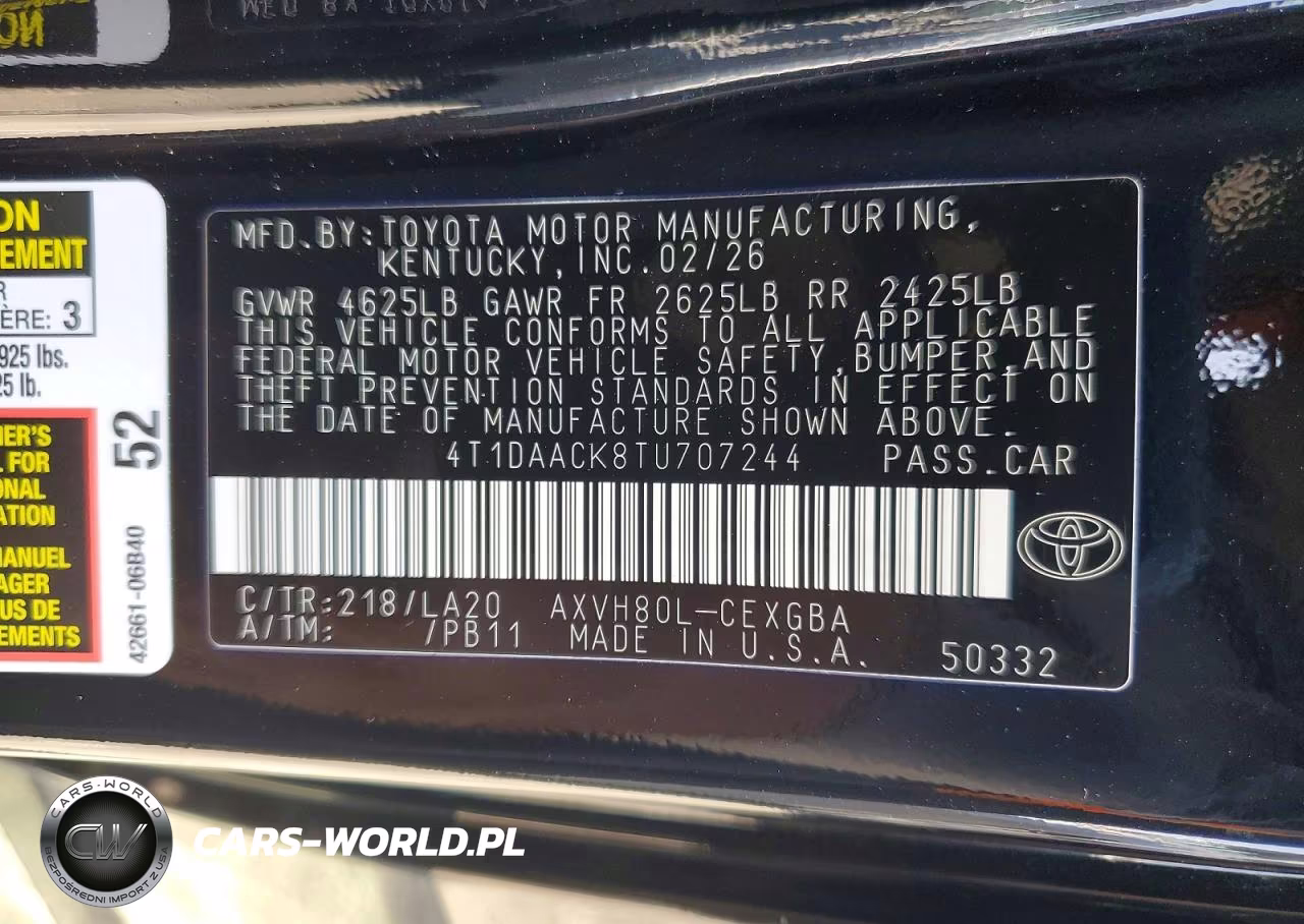 2026 Toyota Camry Xle VIN:4T1DAACK8TU707244 - 12