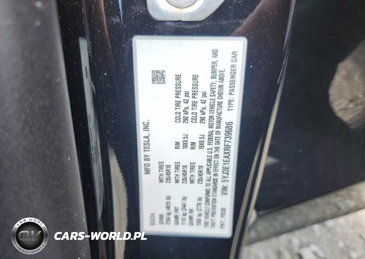 2024 Tesla Model 3 VIN:5YJ3E1EAXRF739686 - 12