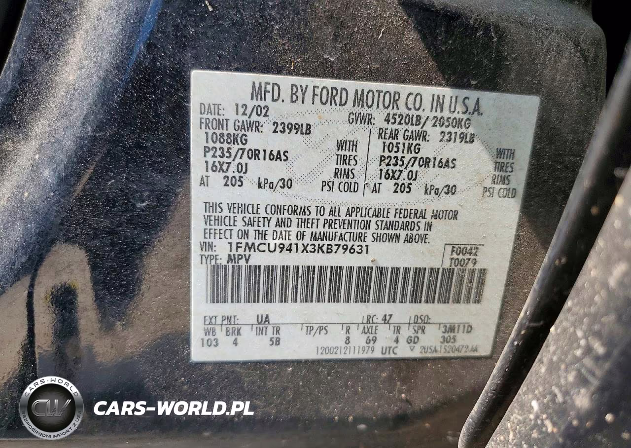 2003 Ford Escape Limited VIN:1FMCU941X3KB79631 - 13