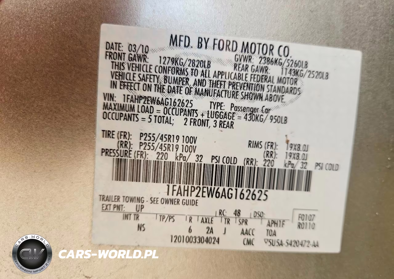 2010 Ford Taurus Sel VIN:1FAHP2EW6AG162625 - 12