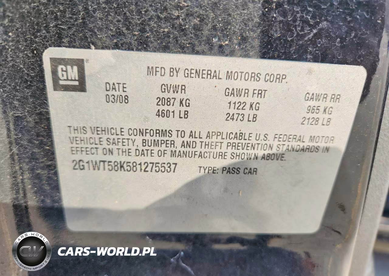2008 Chevrolet Impala Lt VIN:2G1WT58K581275537 - 12