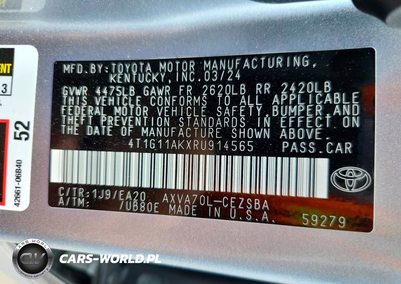 2024 Toyota Camry Se VIN:4T1G11AKXRU914565 - 12