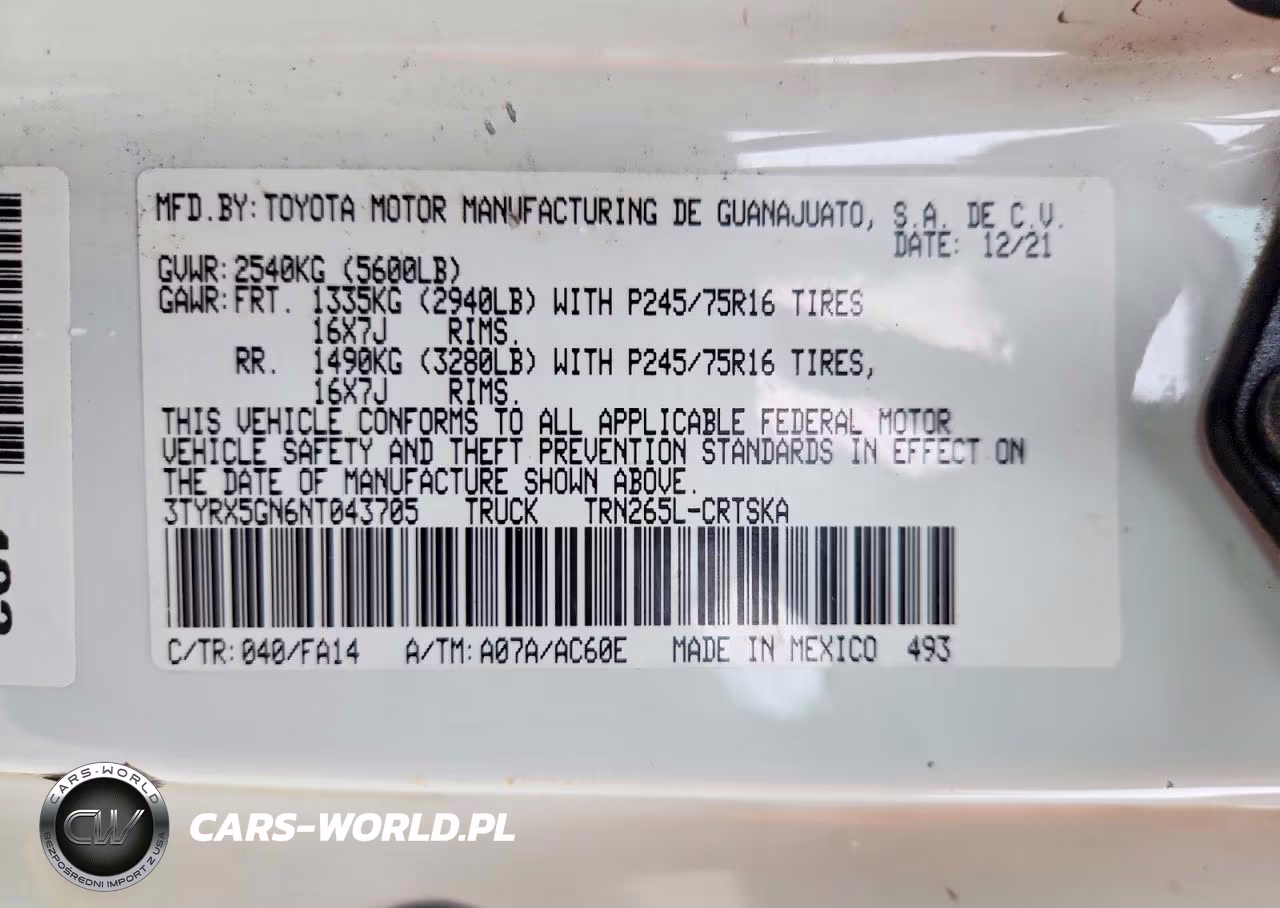 2022 Toyota Tacoma Sr VIN:3TYRX5GN6NT043705 - 12
