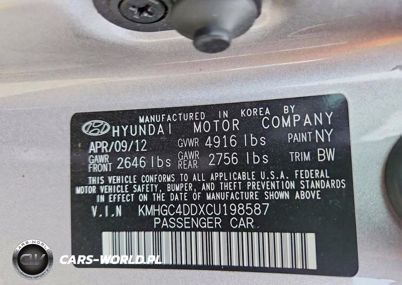 2012 Hyundai Genesis 3.8L VIN:KMHGC4DDXCU198587 - 12