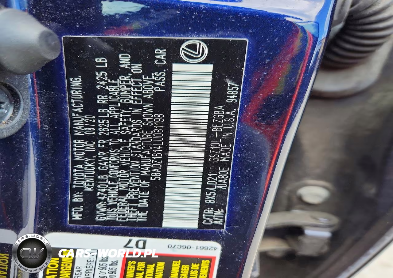 2020 Lexus Es 350 VIN:58ADZ1B14LU081198 - 12