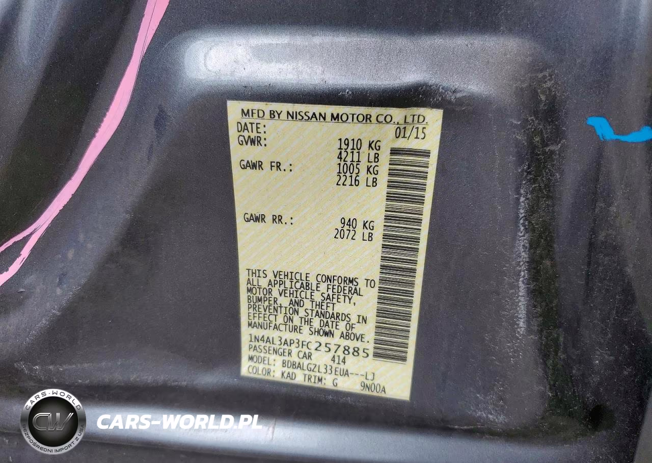 2015 Nissan Altima VIN:1N4AL3AP3FC257885 - 12