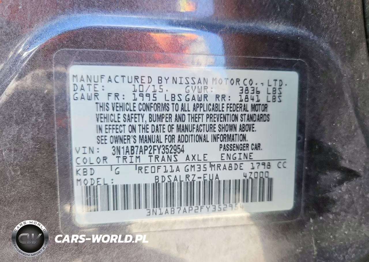 2015 Nissan Sentra Sr VIN:3N1AB7AP2FY352954 - 12