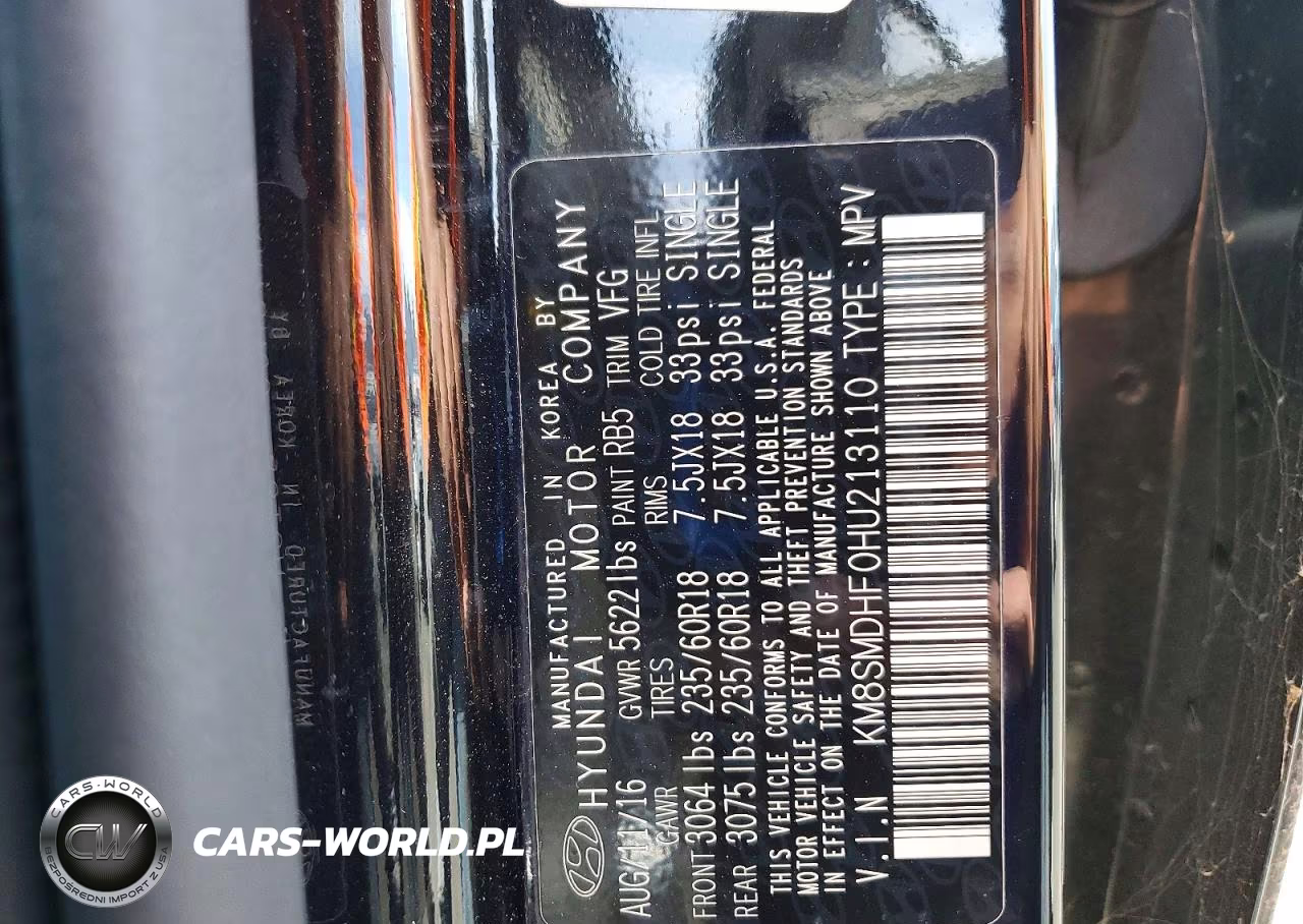 2017 Hyundai Santa Fe Se VIN:KM8SMDHF0HU213110 - 13