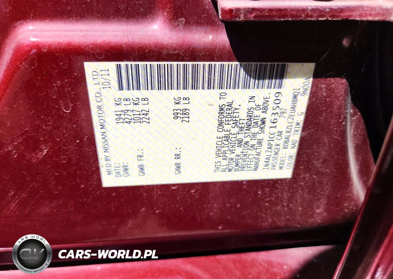 2012 Nissan Altima 2.5 VIN:1N4AL2AP1CC163509 - 12