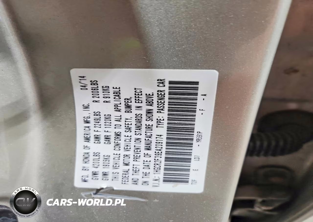 2014 Honda Accord Lx VIN:1HGCR2F39EA209174 - 13