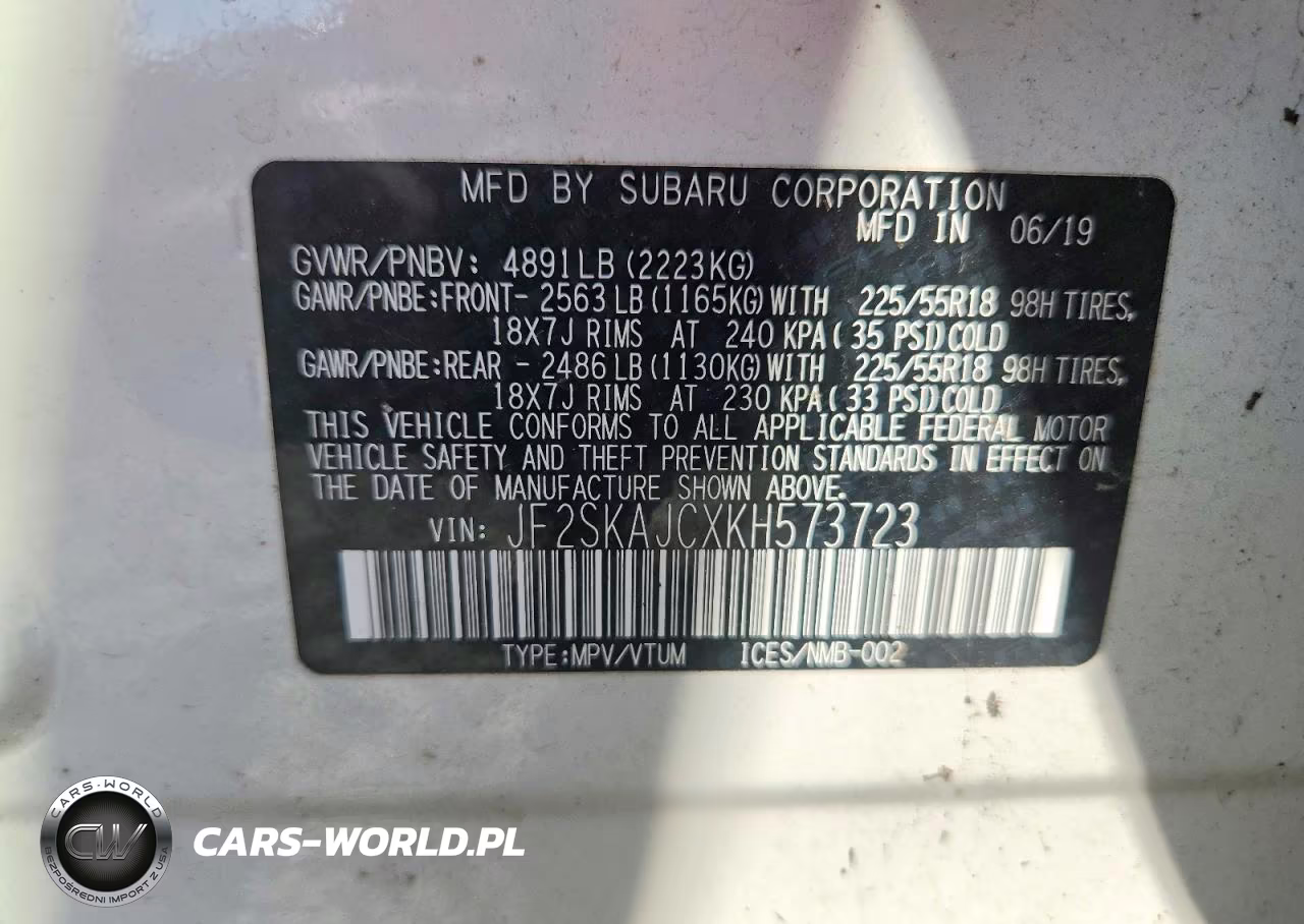 2019 Subaru Forester Sport VIN:JF2SKAJCXKH573723 - 14