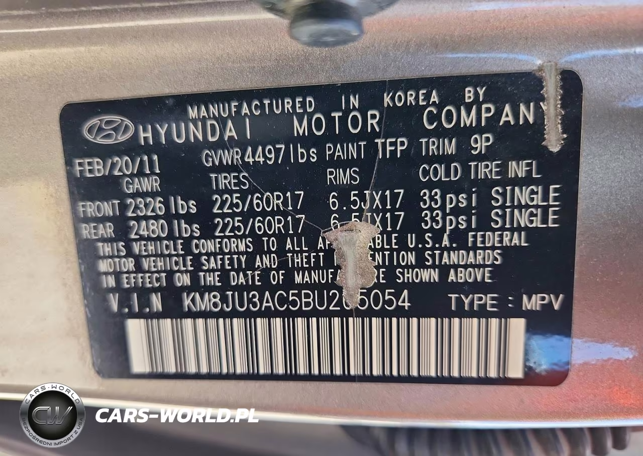 2011 Hyundai Tucson Gls VIN:KM8JU3AC5BU265054 - 13