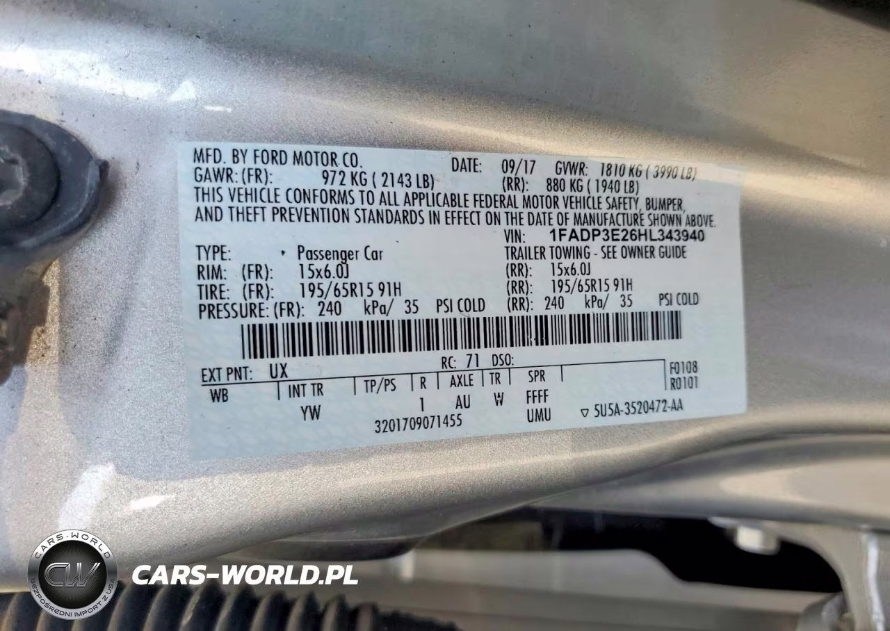 2017 Ford Focus S VIN:1FADP3E26HL343940 - 12