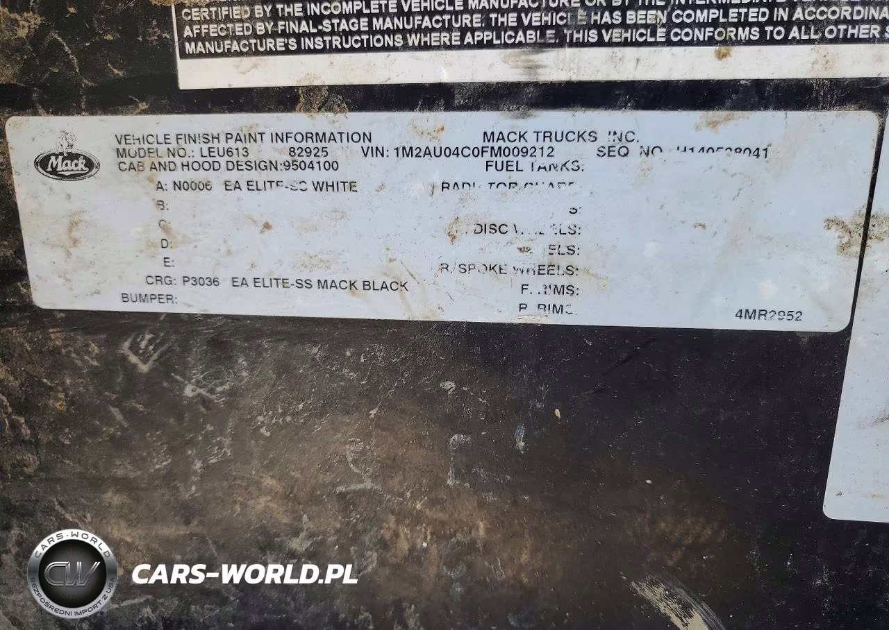 2015 Mack Leu600 Refuse Truck VIN:1M2AU04C0FM009212 - 11