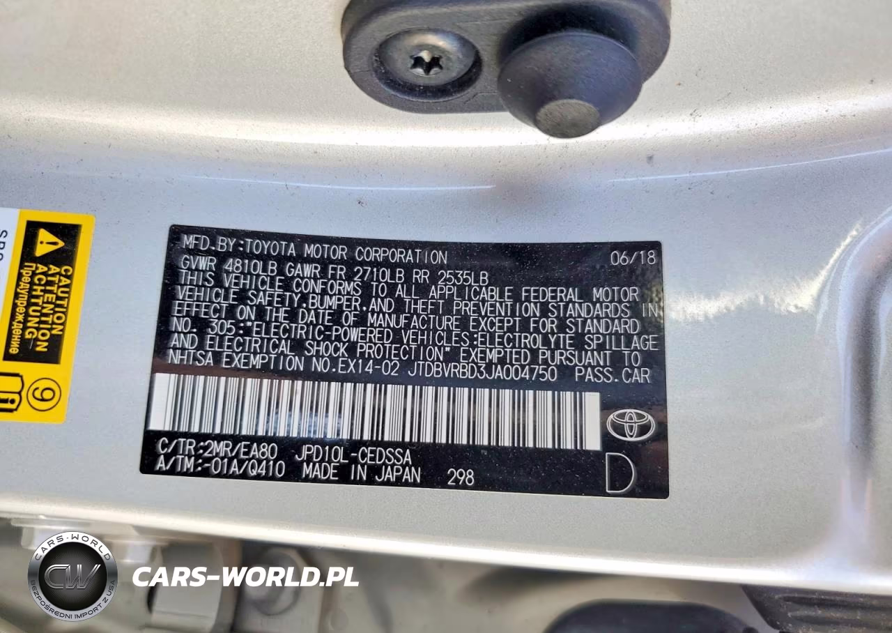2018 Toyota Mirai Base VIN:JTDBVRBD3JA004750 - 12
