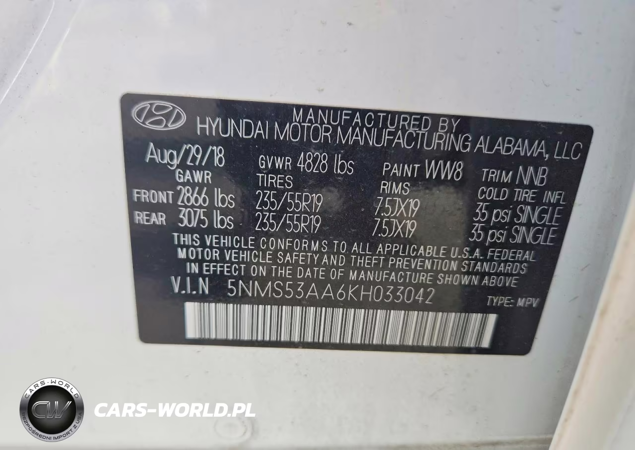 2019 Hyundai Santa Fe Ultimate 2.0T VIN:5NMS53AA6KH033042 - 13